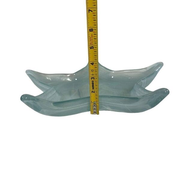 Recycled Art Glass Starfish Dish Green Swirl Nautical Beach Decor Bowl 13" VTG - Picture 6 of 7